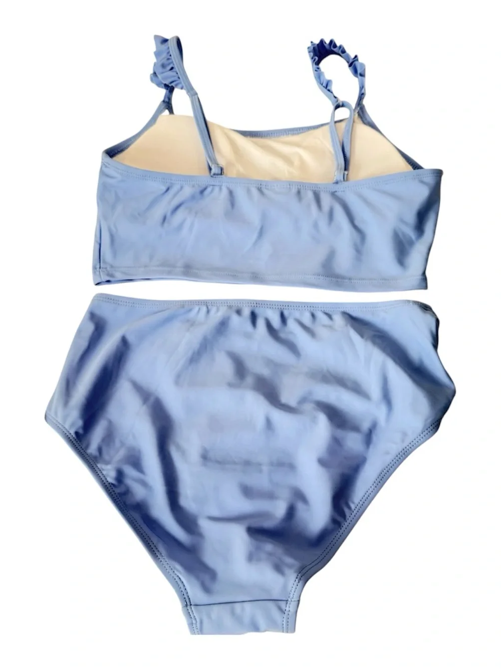 Ruffle Butts girls Light Blue Ruffle-Strap Two-Piece Swim Set size 16